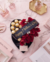 Heart Artificial Flowers and Chocolate Bouquet